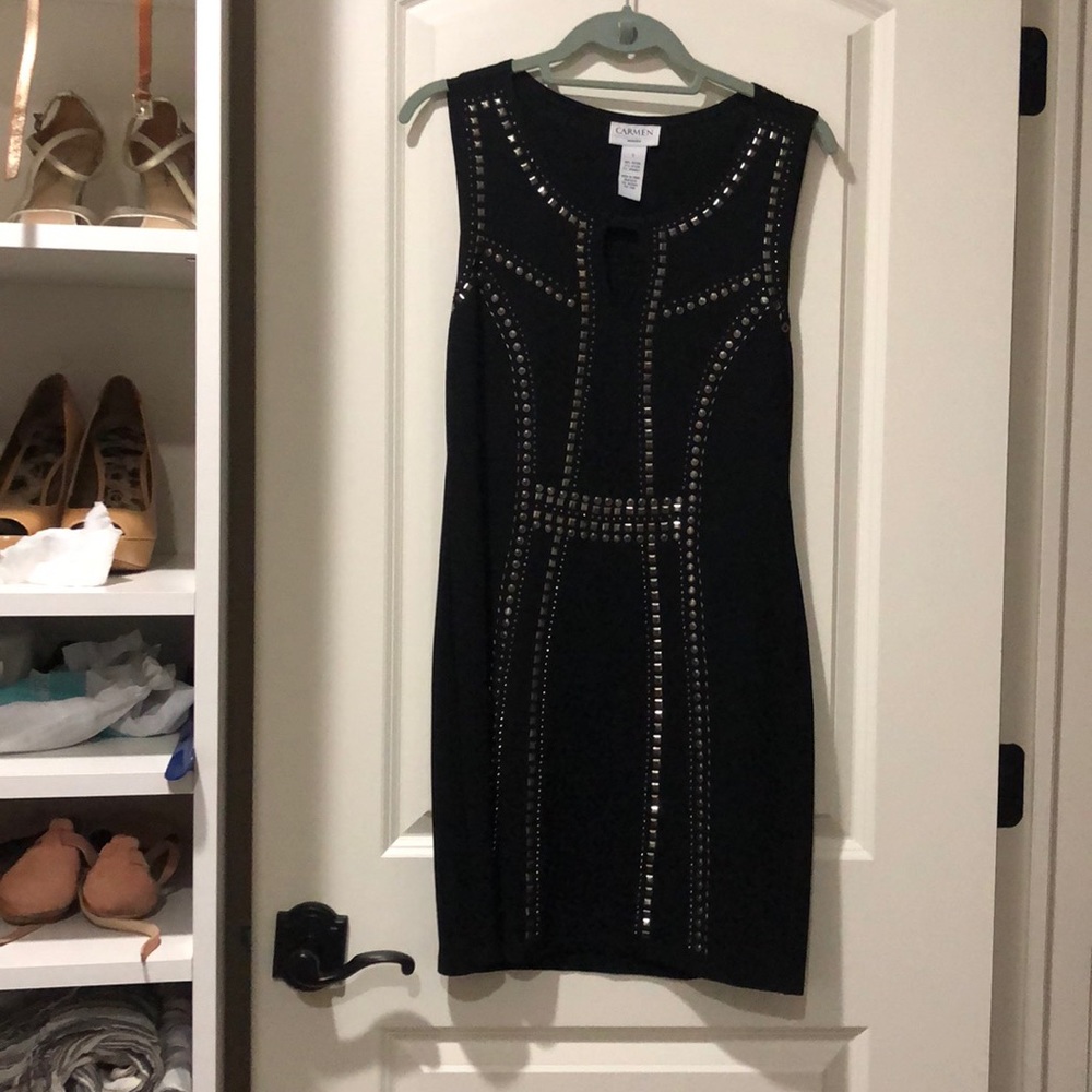 Carmen black studded dress